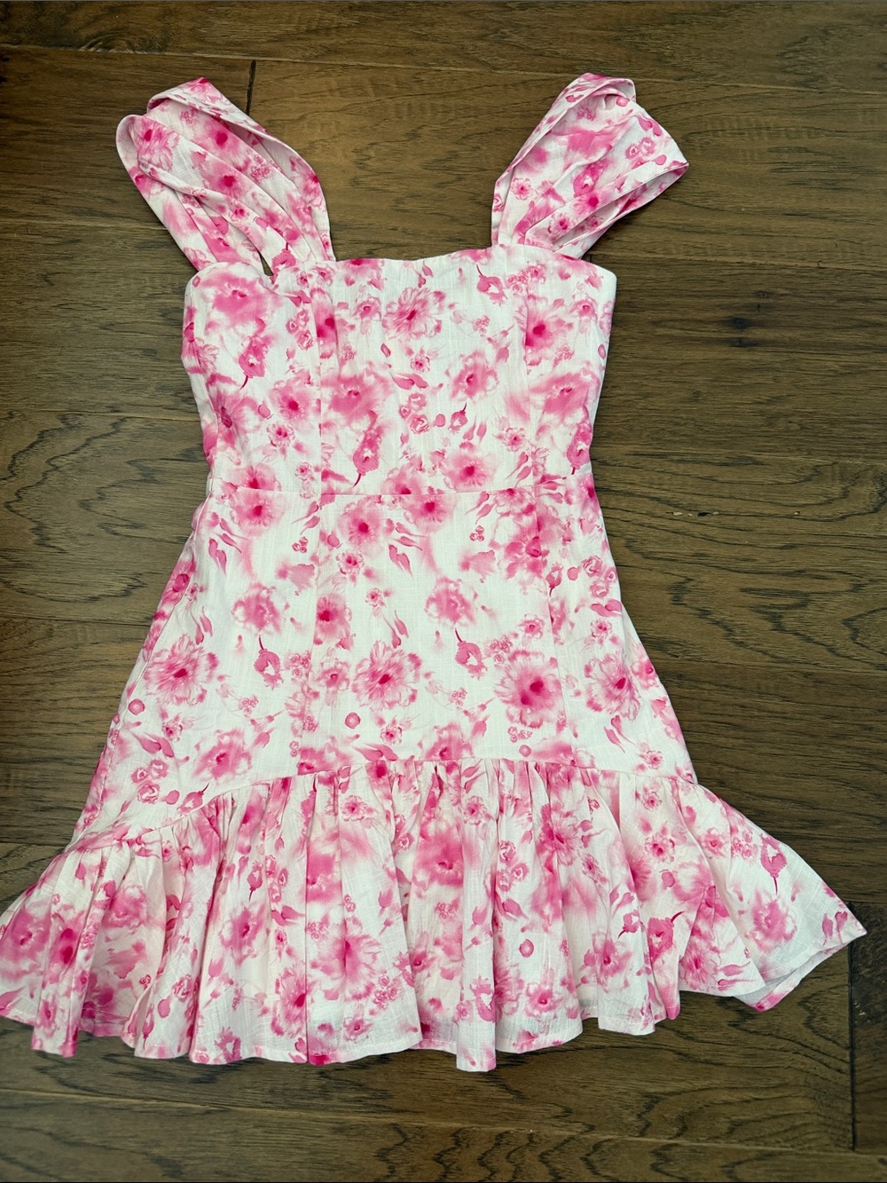 Hello Molly Bloom Studio XS Pink Floral Mini ruffle dress - Picture 2 of 8